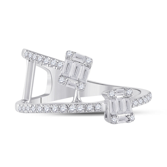 14k White Gold Womens Baguette Diamond Fashion Ring 1/2 Cttw