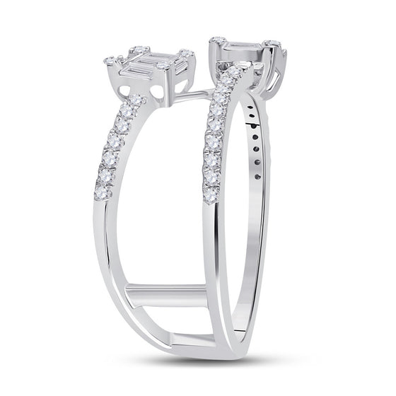 14k White Gold Womens Baguette Diamond Fashion Ring 1/2 Cttw