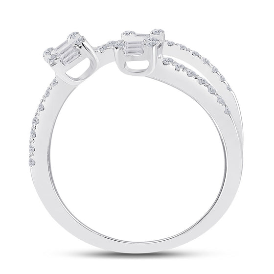 14k White Gold Womens Baguette Diamond Fashion Ring 1/2 Cttw
