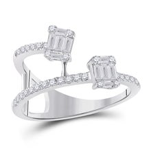  14k White Gold Womens Baguette Diamond Fashion Ring 1/2 Cttw
