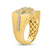 14k Yellow Gold Mens Round Diamond Square Cluster Ring 1 Cttw