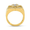 14k Yellow Gold Mens Round Diamond Square Cluster Ring 1 Cttw
