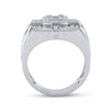 14k White Gold Mens Baguette Diamond Square Ring 1 Cttw