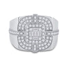 14k White Gold Mens Baguette Diamond Square Ring 1 Cttw