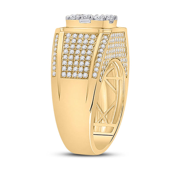 14k Yellow Gold Mens Baguette Diamond Square Ring 2-7/8 Cttw