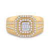 14k Yellow Gold Mens Baguette Diamond Octagon Cluster Ring 3/4 Cttw