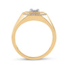 14k Yellow Gold Mens Baguette Diamond Octagon Cluster Ring 3/4 Cttw