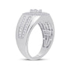 14k White Gold Mens Baguette Diamond Octagon Cluster Ring 3/4 Cttw