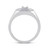 14k White Gold Mens Baguette Diamond Octagon Cluster Ring 3/4 Cttw