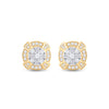 14k Yellow Gold Baguette Diamond Circle Cluster Earrings 3/4 Cttw