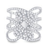 14k White Gold Womens Round Diamond Abstract Strand Fashion Ring 1-1/2 Cttw