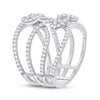 14k White Gold Womens Round Diamond Abstract Strand Fashion Ring 1-1/2 Cttw