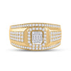 14k Yellow Gold Mens Baguette Diamond Square Cluster Ring 1 Cttw