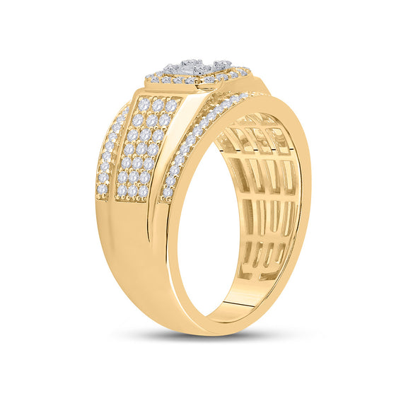 14k Yellow Gold Mens Baguette Diamond Square Cluster Ring 1 Cttw