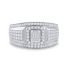 14k White Gold Mens Baguette Diamond Square Cluster Ring 1 Cttw