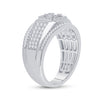 14k White Gold Mens Baguette Diamond Square Cluster Ring 1 Cttw
