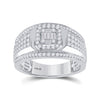 14k White Gold Mens Baguette Diamond Square Cluster Ring 1 Cttw