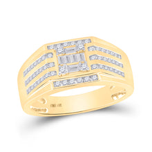  14k Yellow Gold Mens Baguette Diamond Square Ring 3/4 Cttw