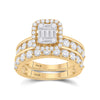 14k Yellow Gold Baguette Diamond Bridal Wedding Ring Band Set 2-1/5 Cttw