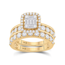  14k Yellow Gold Baguette Diamond Bridal Wedding Ring Band Set 2-1/5 Cttw