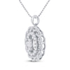 14k White Gold Womens Baguette Diamond Oval Pendant 1 Cttw