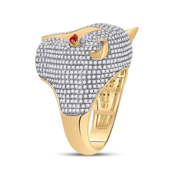 14k Yellow Gold Mens Round Diamond Panther Fashion Ring 3 Cttw