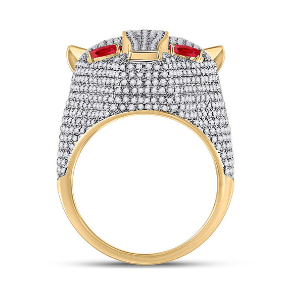 14k Yellow Gold Mens Round Diamond Panther Fashion Ring 3 Cttw