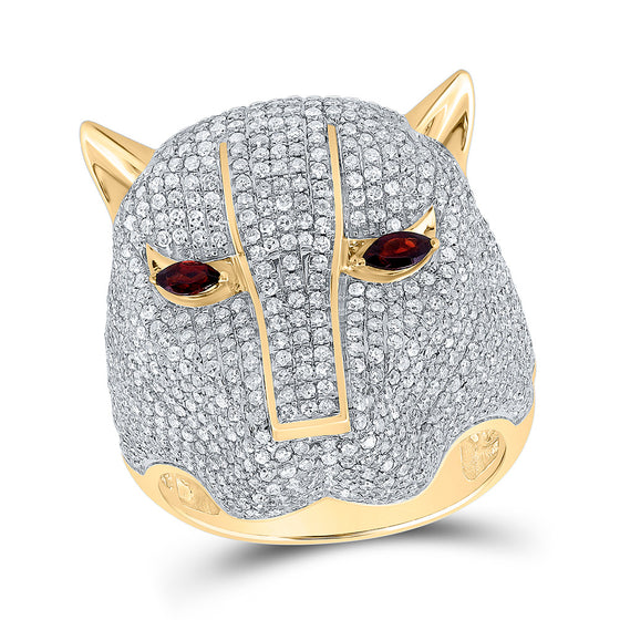 14k Yellow Gold Mens Round Diamond Panther Fashion Ring 3 Cttw