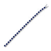 14k White Gold Womens Round Blue Sapphire Diamond Tennis Bracelet 15-1/4 Cttw