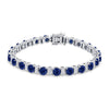 14k White Gold Womens Round Blue Sapphire Diamond Tennis Bracelet 15-1/4 Cttw