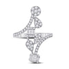 14k White Gold Womens Baguette Diamond Bypass Cluster Fashion Ring 7/8 Cttw