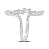 14k White Gold Womens Baguette Diamond Bypass Cluster Fashion Ring 7/8 Cttw