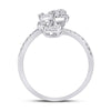 14k White Gold Womens Baguette Diamond Bypass Cluster Fashion Ring 7/8 Cttw