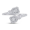 14k White Gold Womens Baguette Diamond Bisected Band Ring 1/2 Cttw