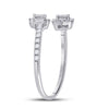 14k White Gold Womens Baguette Diamond Bisected Band Ring 1/2 Cttw