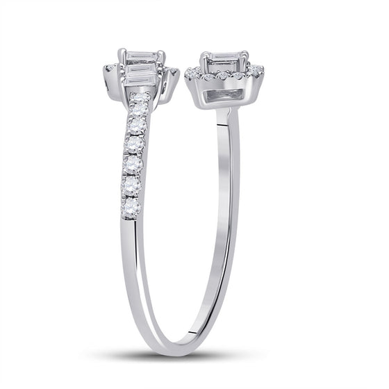14k White Gold Womens Baguette Diamond Bisected Band Ring 1/2 Cttw