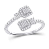 14k White Gold Womens Baguette Diamond Bisected Band Ring 1/2 Cttw