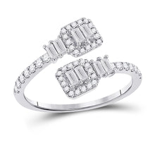  14k White Gold Womens Baguette Diamond Bisected Band Ring 1/2 Cttw