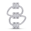 14k White Gold Womens Baguette Diamond Band Ring 1 Cttw