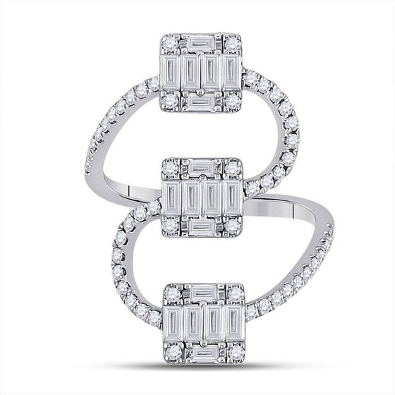 14k White Gold Womens Baguette Diamond Band Ring 1 Cttw