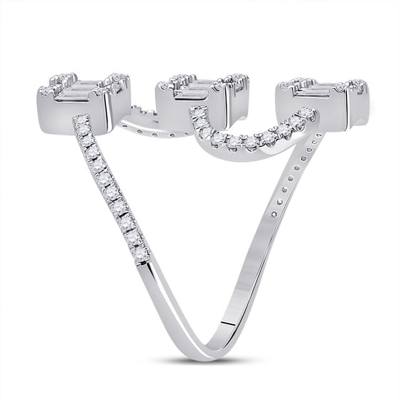 14k White Gold Womens Baguette Diamond Band Ring 1 Cttw