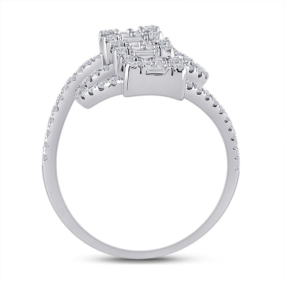 14k White Gold Womens Baguette Diamond Band Ring 1 Cttw