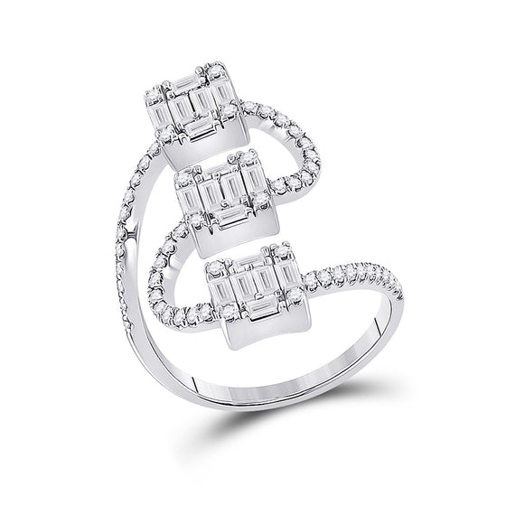 14k White Gold Womens Baguette Diamond Band Ring 1 Cttw