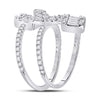 14k White Gold Womens Round Diamond Spiral Flower Fashion Ring 1 Cttw