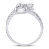 14k White Gold Womens Round Diamond Spiral Flower Fashion Ring 1 Cttw