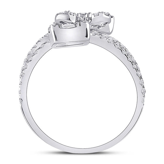 14k White Gold Womens Round Diamond Spiral Flower Fashion Ring 1 Cttw