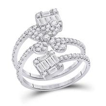  14k White Gold Womens Round Diamond Spiral Flower Fashion Ring 1 Cttw