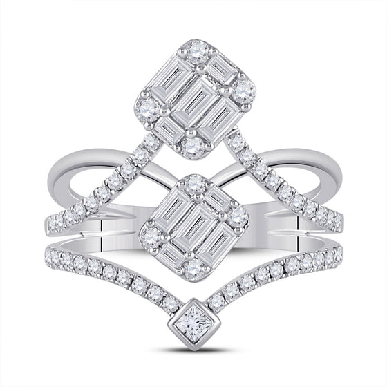 14k White Gold Womens Round Diamond Fashion Ring 1 Cttw