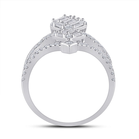 14k White Gold Womens Round Diamond Fashion Ring 1 Cttw