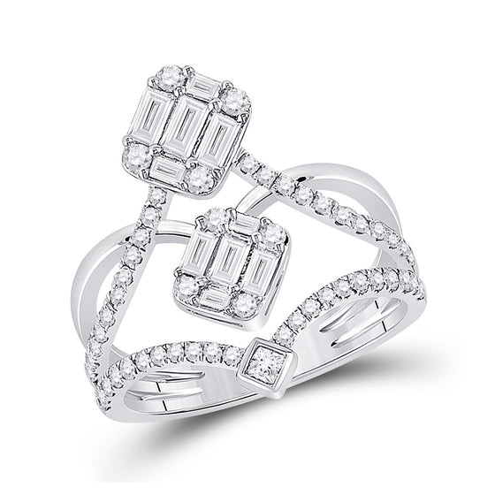 14k White Gold Womens Round Diamond Fashion Ring 1 Cttw